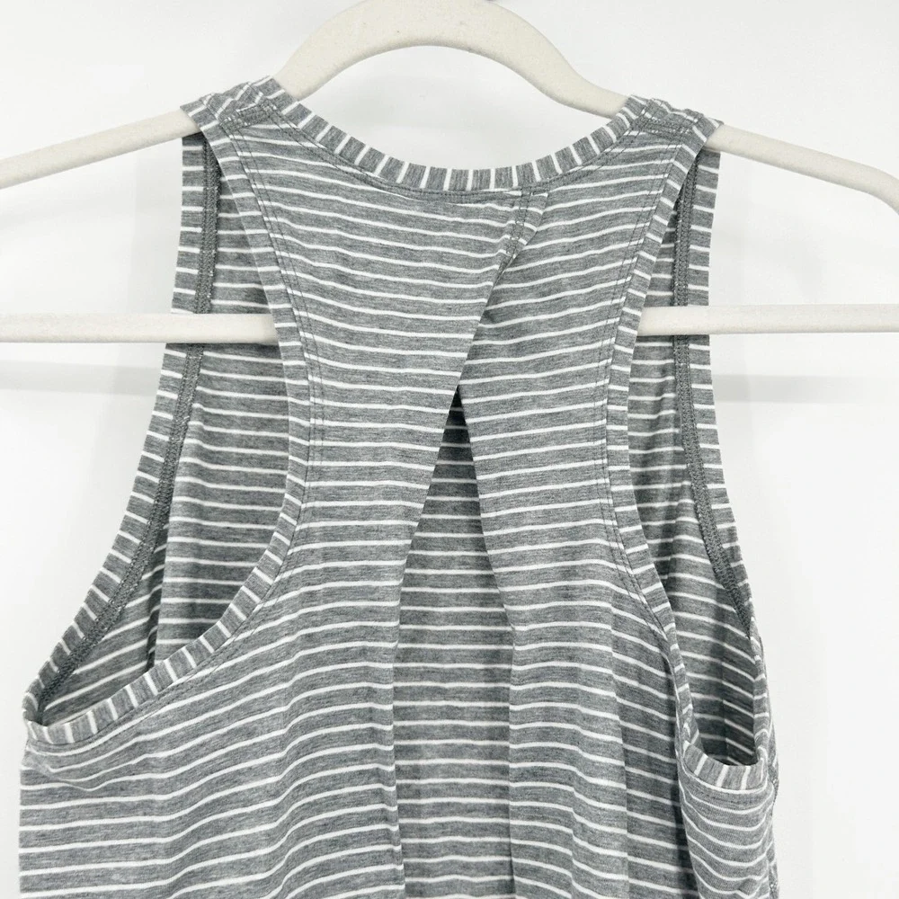 Lululemon Womens Active Athletic Pima Cotton Striped All Tied Up Tank Top Size 4